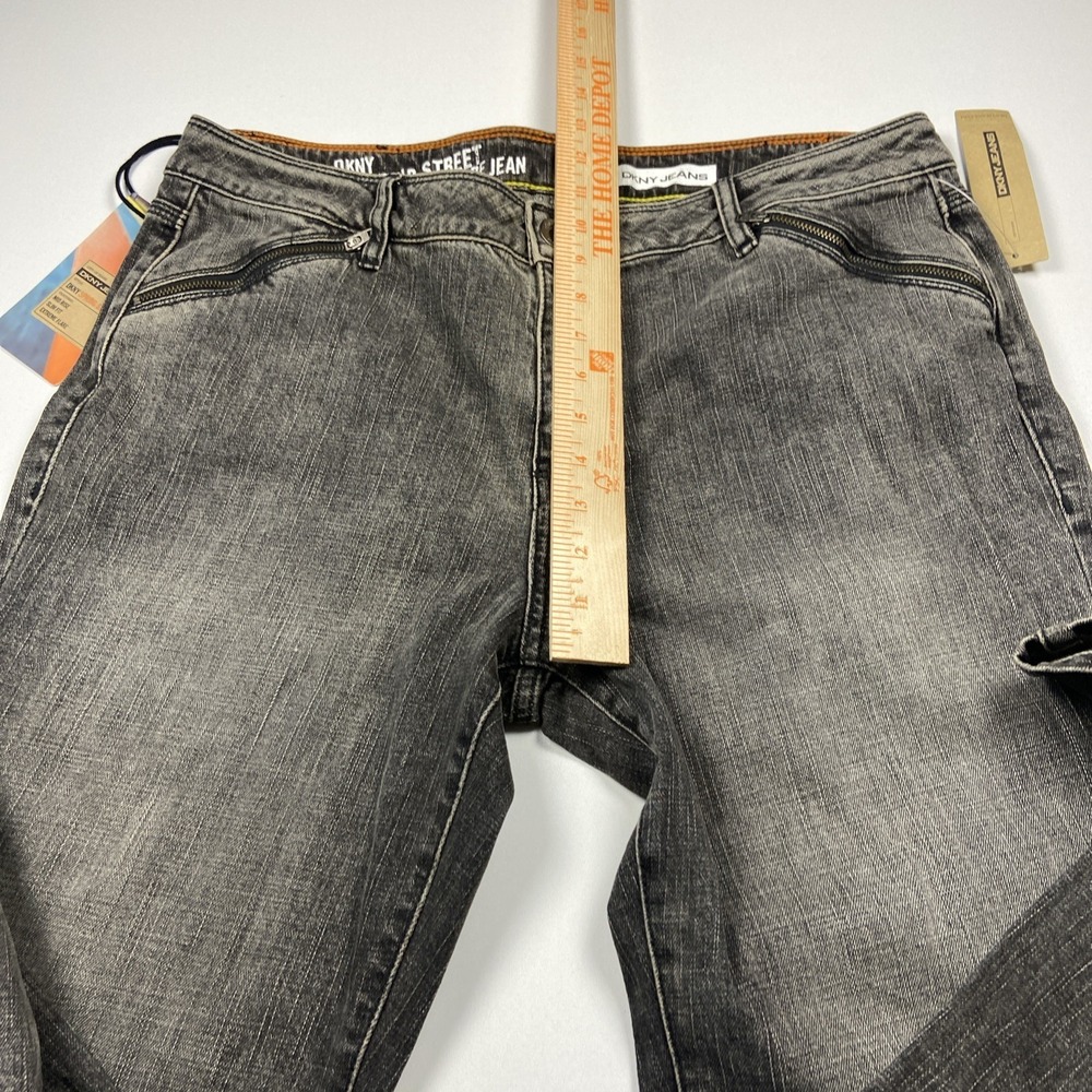 DKNY Spring Street Jean Size 16 Gray Black Mid Rise Slim Fit Extreme Flare NWT - Picture 6 of 9
